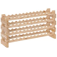 Portabottiglie in Legno di Pino, Cantinetta Vini con 4 Ripiani per 48 Bottiglie, 114x28x56.5 cm, Colore Legno