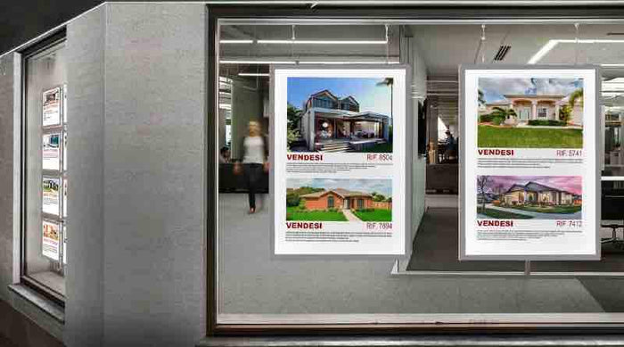 Vetrina ALL INCLUSIVE LED 12 tasche bifacciali A4 orizzontale