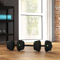 Manubri 2 in 1 regolabili, con impugnature antiscivolo, da 25 KG, Nero