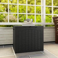 Baule da Giardino con Maniglie, Contenitore Porta Attrezzi Impermeabile, 56x41x50 cm, Nero