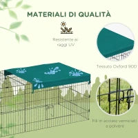 Gabbia per Conigli da Esterno e Interno con Tettuccio in Acciaio, 220x85x70cm, Verde