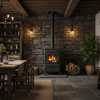 Stufa a legna ad irraggiamento in stile retrò oscar palazzetti