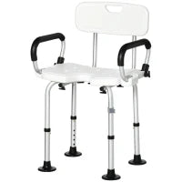 Sedia per doccia per Anziani, Disabili e Donne Incinte Imbottita con forma a U, 54x52x70-82cm, Bianco