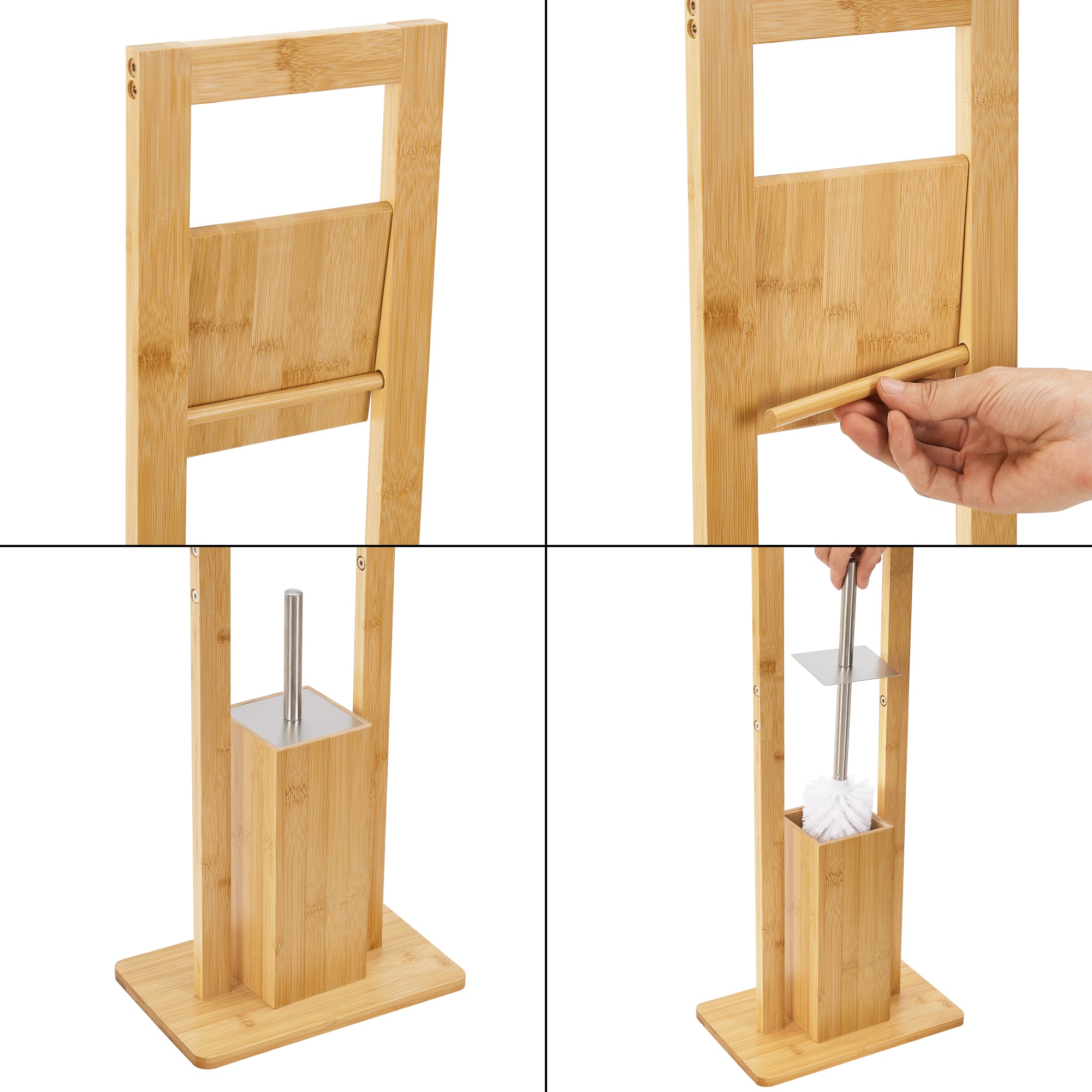 Set di Porta Carta Igienica e Portascopino 'Västerås' in Bambù [en.casa]