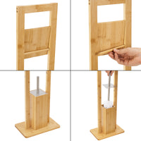 Set di Porta Carta Igienica e Portascopino 'Västerås' in Bambù [en.casa]