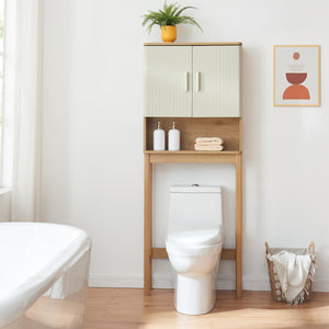 Armadietto sopra Gabinetto Ferrersp Sovrastruttura WC160x63x20 cm Effetto Rovere / Legno di Pino / Color Avena [en.casa]