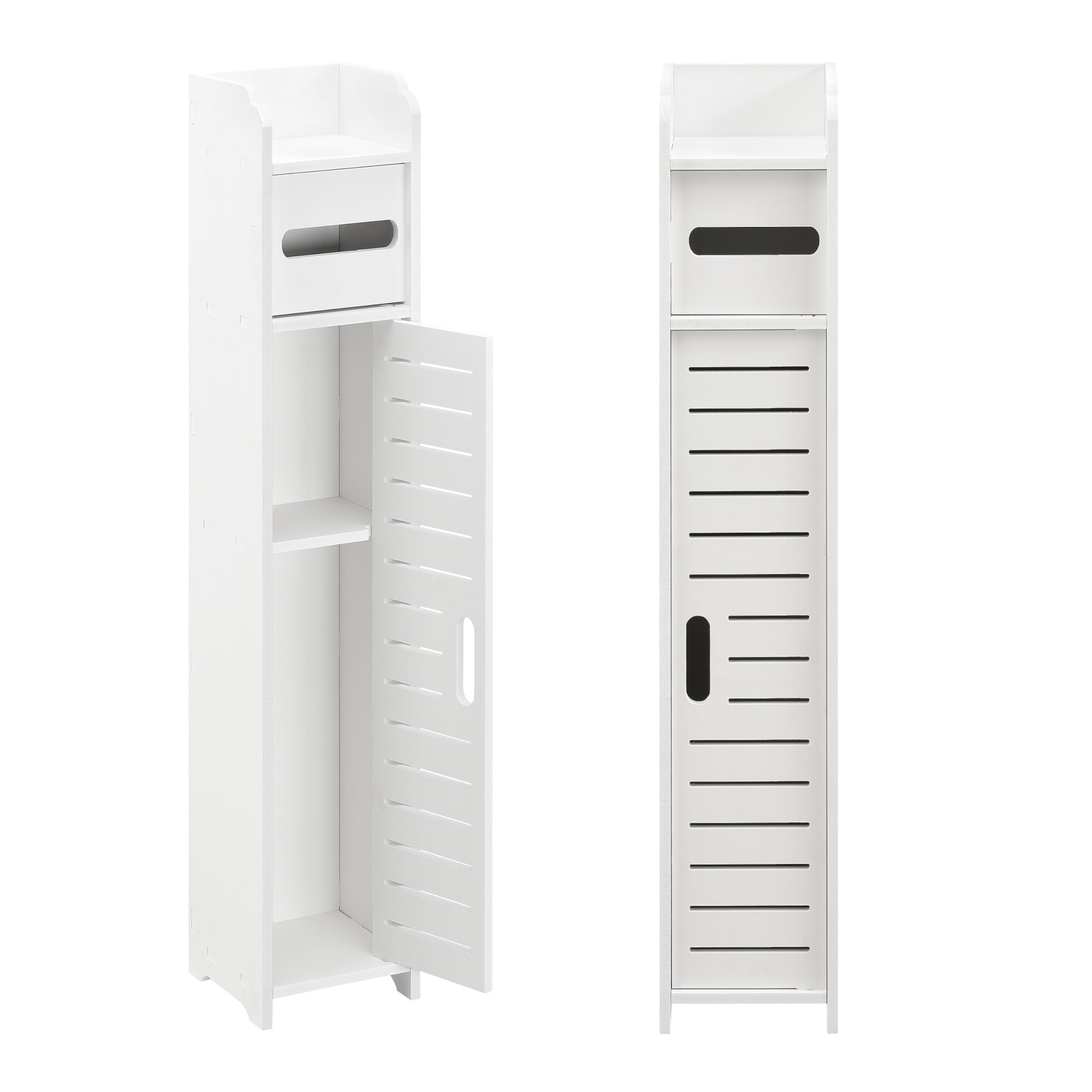 Mobile da bagno elegante mobile contenitore con portarotolo di carta igienica in legno composito 80 x 15 x 15 cm bianco 03_0007669