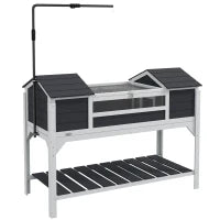 Casa per tartarughe terrestri da esterno recinto tartarughe 2 tane supporto della lampada regolabile legno massello 122 x 56,5 x 93 cm grigio