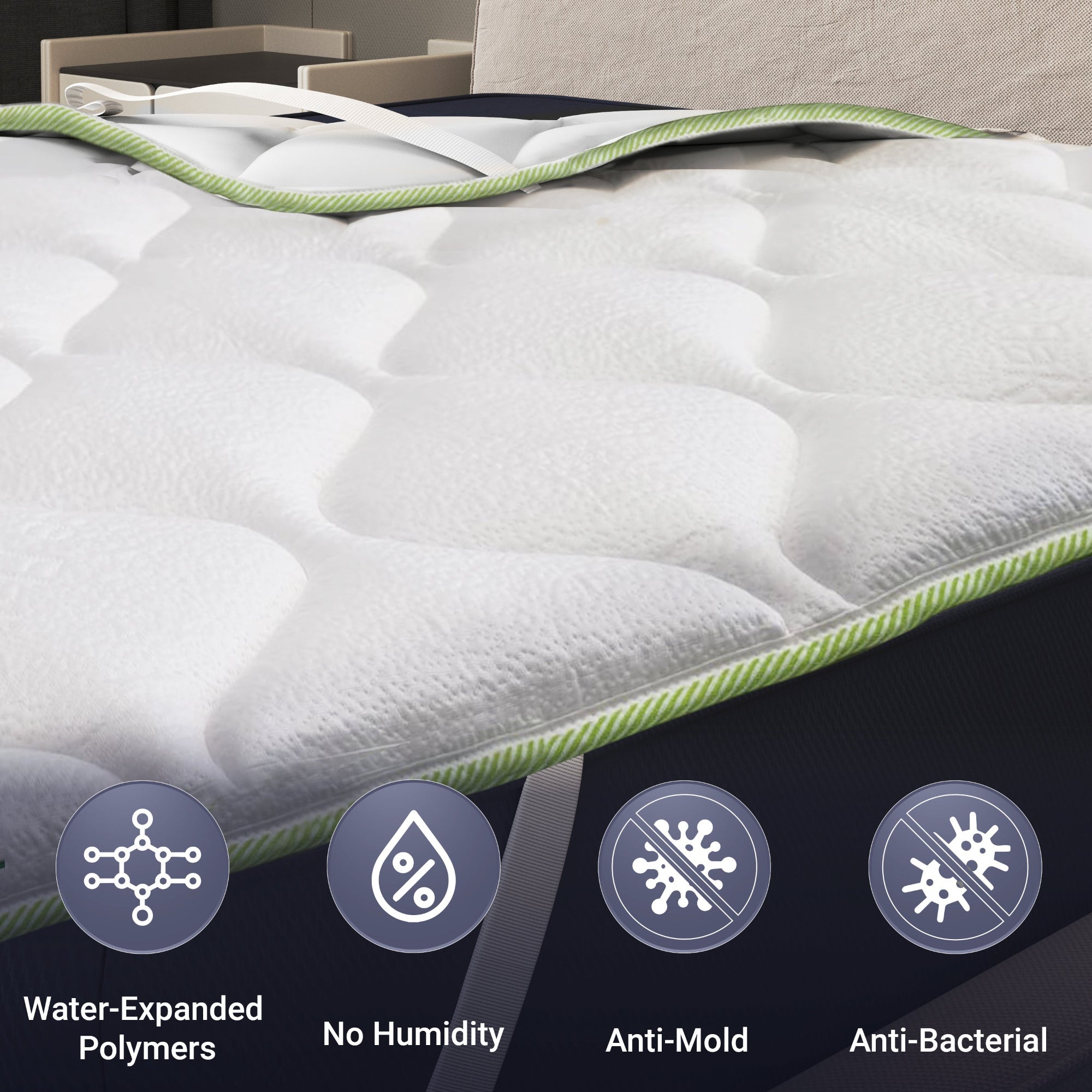 The White Stone Topper Rinfrescante Singolo con Elastici | Correttore Materasso 150 x 190 | Tecnologia Cooler e Proprietà Ortopediche | Altezza 4 cm