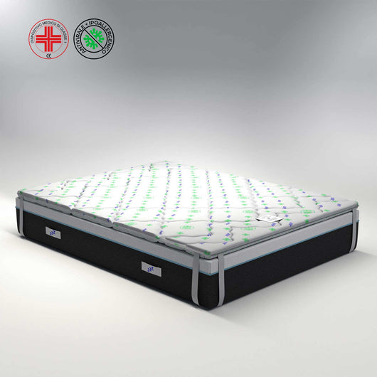 Topper singolo antivirale 80x200cm; Memory foam alto 5 cm; lavabile; Stop ai batteri; Fibra super soft; detraibile