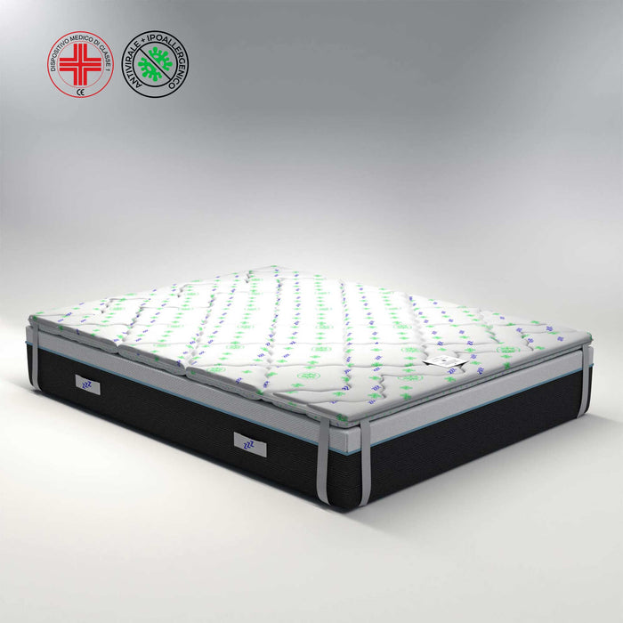 Topper una piazza e mezzo antivirale 120x190cm; Memory foam alto 5 cm; lavabile; Stop ai batteri; Fibra super soft; detraibile