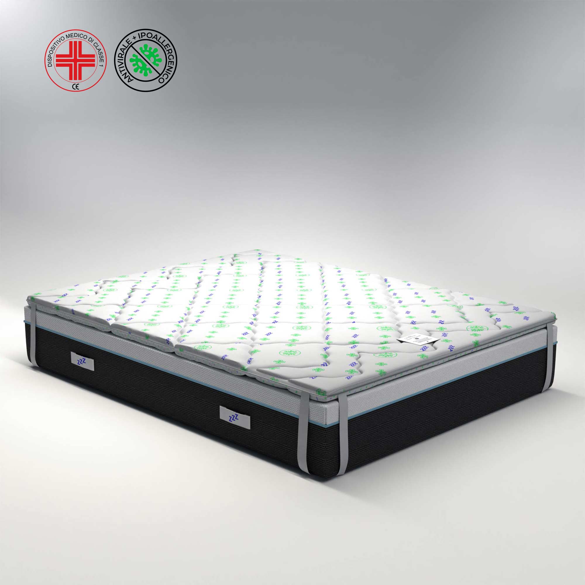 Topper king size antivirale 180x200cm; Memory foam alto 5 cm; lavabile; Fibra super soft; Stop ai batteri; detraibile