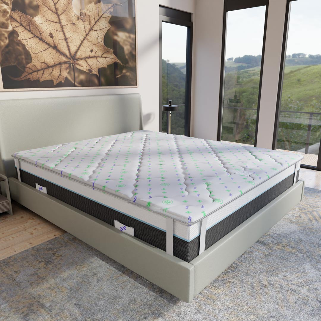 Topper una piazza e mezzo antivirale 120x200cm; Memory foam alto 5 cm; lavabile; Stop ai batteri; Fibra super soft; detraibile