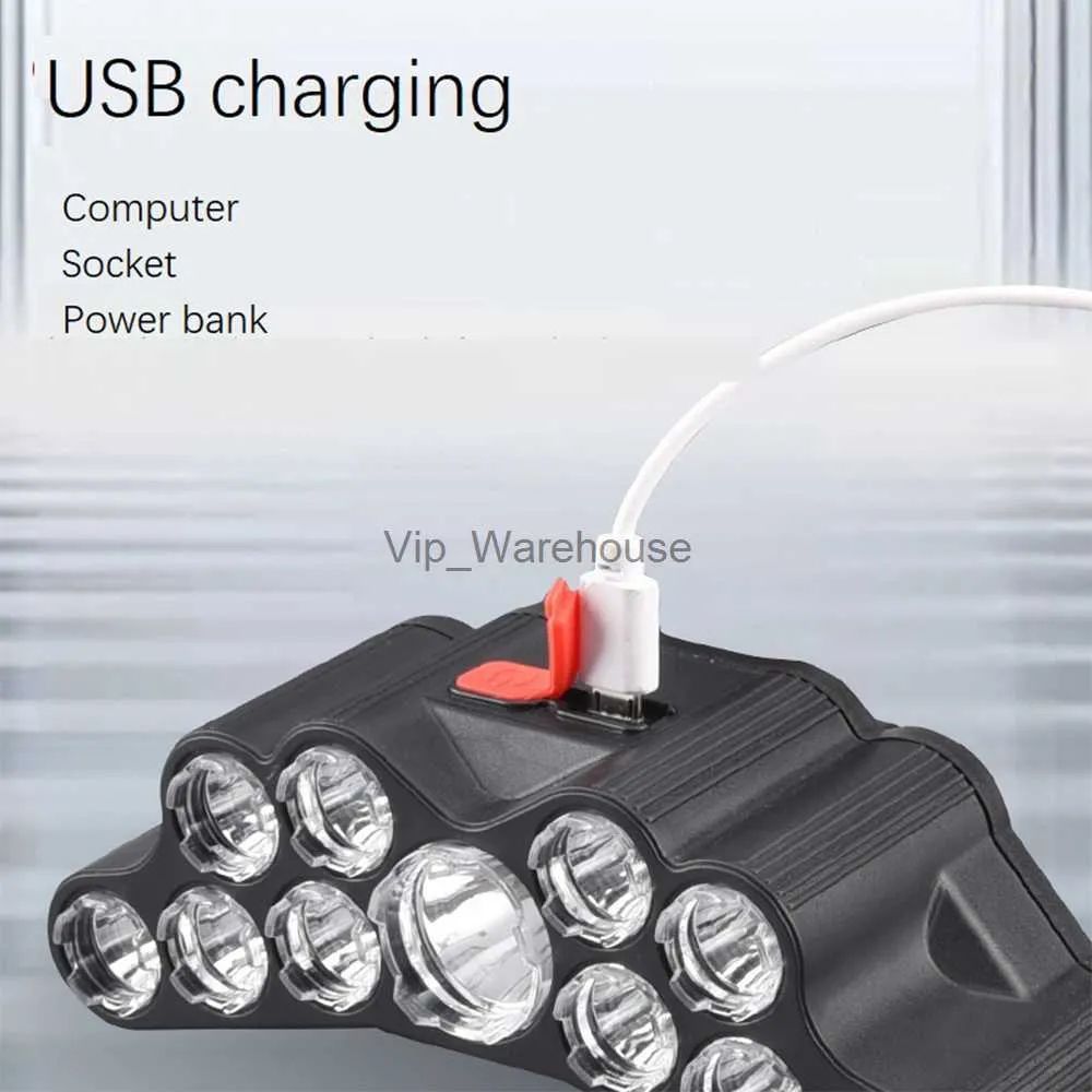 Torcia Lampada Frontale Led ricaricabile 11 LED 4 Modalita . ART.JK-011