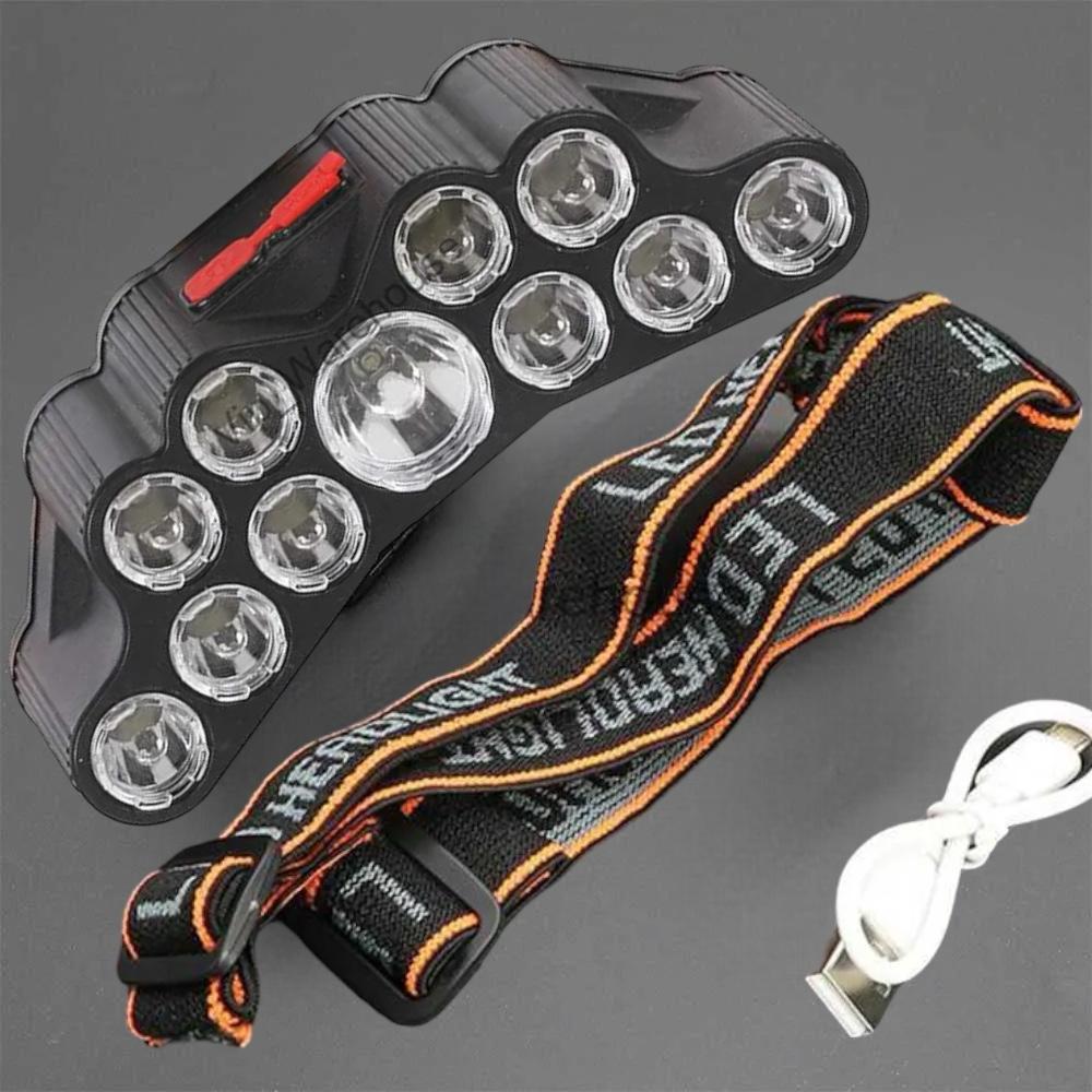 Torcia Lampada Frontale Led ricaricabile 11 LED 4 Modalita . ART.JK-011