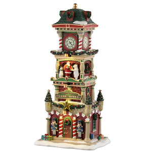 The Village Square Clock Tower Set - Torre con Orologio Villaggio Natalizio 15 pz con Personaggi e Alimentatore