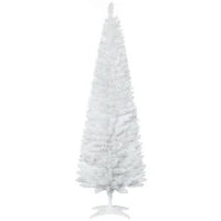Albero di Natale Slim Artificiale 180 cm con Rami Realistici, Albero di Natale Alto e Stretto con Base Pieghevole, Bianco