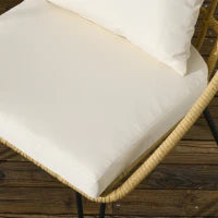Set da Giardino 5 Pezzi in Rattan con Tavolo Rotondo Ø82x50 cm e 4 Sedie 72x72x75 cm con Cuscini