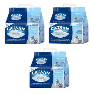 Tre lettiere catsan igieniche assorbenti ideali per gatti in confezione da 10 litri ciascuna