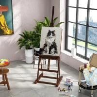 Cavalletto in Legno con Altezza Regolabile 171-230cm, Cavalletto Pittura con Archiviazione, Inclinazione Regolabile 80° max., Marrone