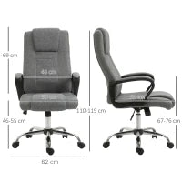 Sedia da Ufficio Presidenziale Ergonomica Basculante e Imbottita con Altezza e Inclinazione Regolabile, 62 x 76 x 110-119cm