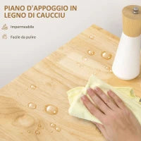 Carrello da Cucina in Legno con Cassetto, Portaspezie e Armadietto, 109x40x89 cm, Grigio e Color Legno