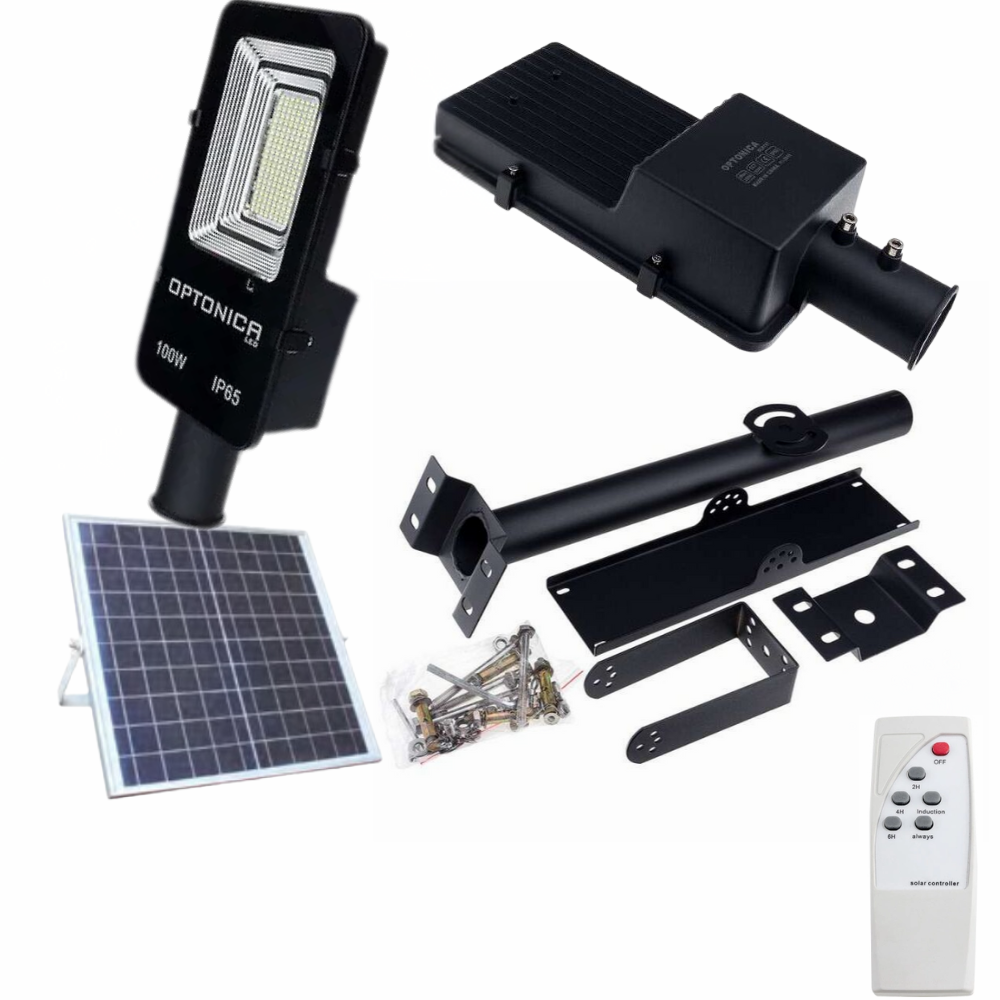 Lampione led ad energia solare con pannello solare separato + batteria 100 watt