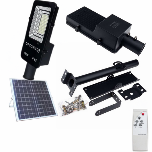 Lampione led ad energia solare con pannello solare separato + batteria 100 watt
