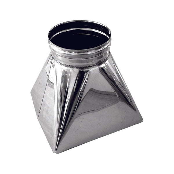 Tramoggia quadro x-tondo canna fumaria  DN 130 tubo acciaio inox 316