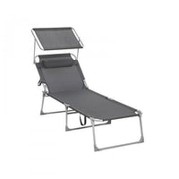 Lettino prendisole modello grande cm 200 portata 150 kg con schienale poggiatesta e ombrellone reclinabile pieghevole per giardino antracite 12_0001107