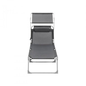 Lettino prendisole modello grande cm 200 portata 150 kg con schienale poggiatesta e ombrellone reclinabile pieghevole per giardino antracite 12_0001107