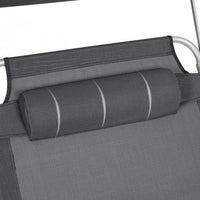 Lettino prendisole modello grande cm 200 portata 150 kg con schienale poggiatesta e ombrellone reclinabile pieghevole per giardino antracite 12_0001107