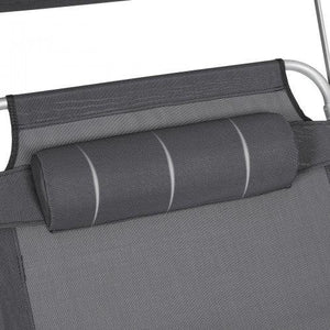 Lettino prendisole modello grande cm 200 portata 150 kg con schienale poggiatesta e ombrellone reclinabile pieghevole per giardino antracite 12_0001107