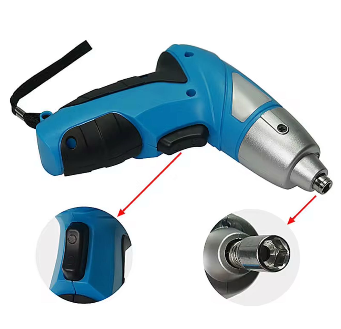 Trapano Avvitatore a Batteria Da 4,8V A Led 14 Accessori Punte intercambiabili