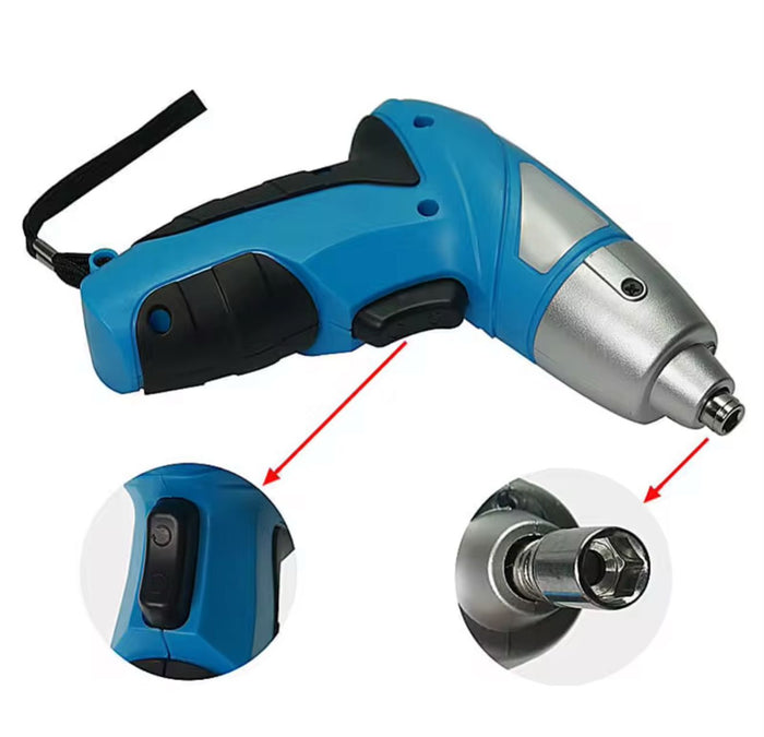 Trapano Avvitatore a Batteria Da 4,8V A Led 14 Accessori Punte intercambiabili