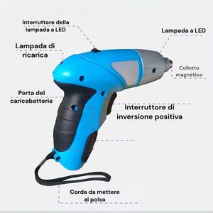 Trapano Avvitatore a Batteria Da 4,8V A Led 14 Accessori Punte intercambiabili