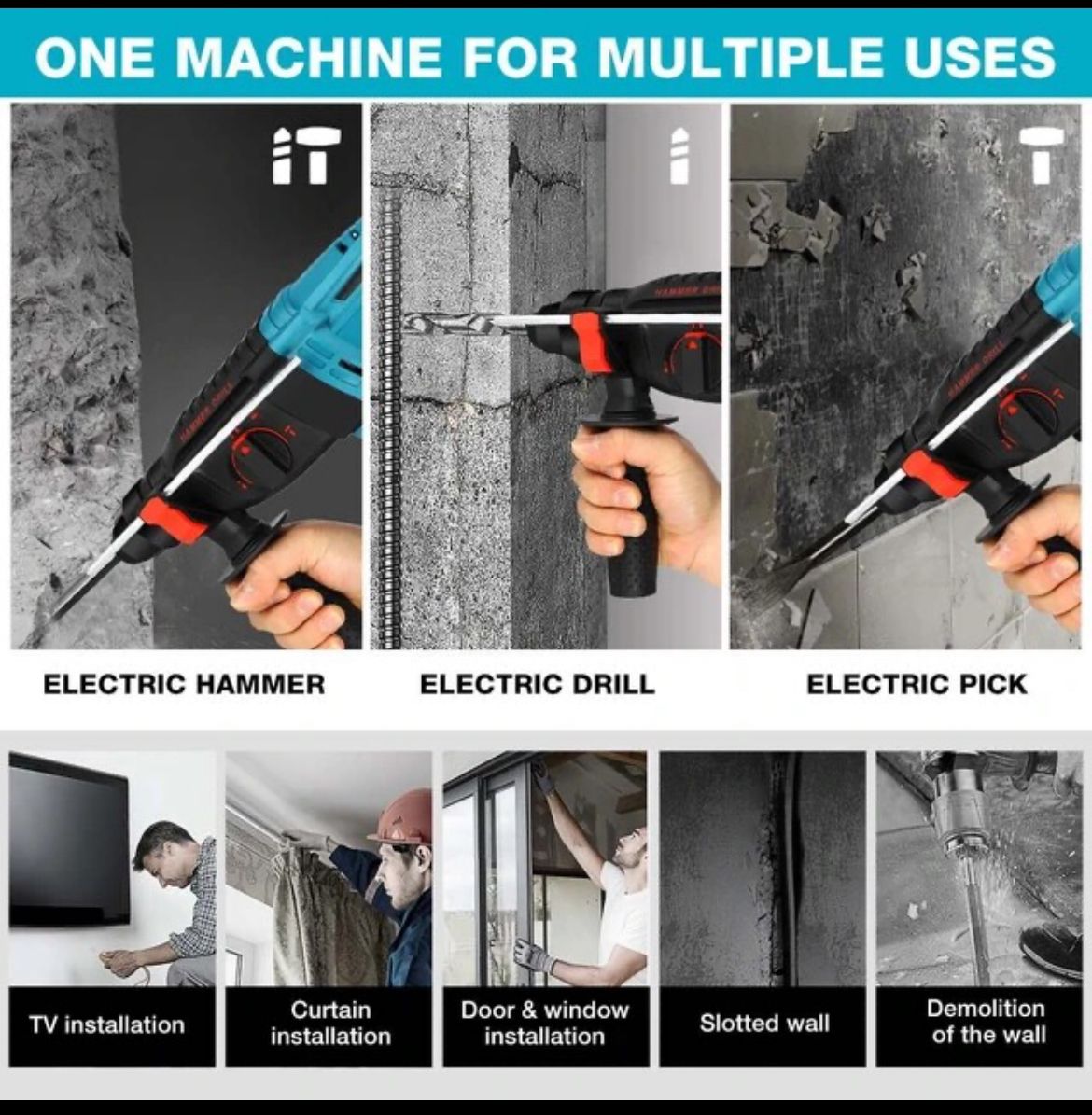 Trapano a percussione rotante a doppia batteria 68V SDS plus