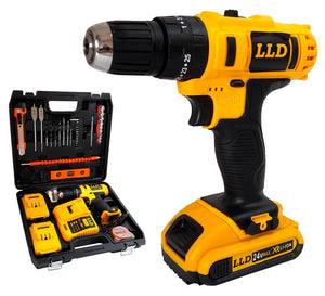 Trapano avvitatore a percussione doppia batteria litio 24V valigia 16 accessori