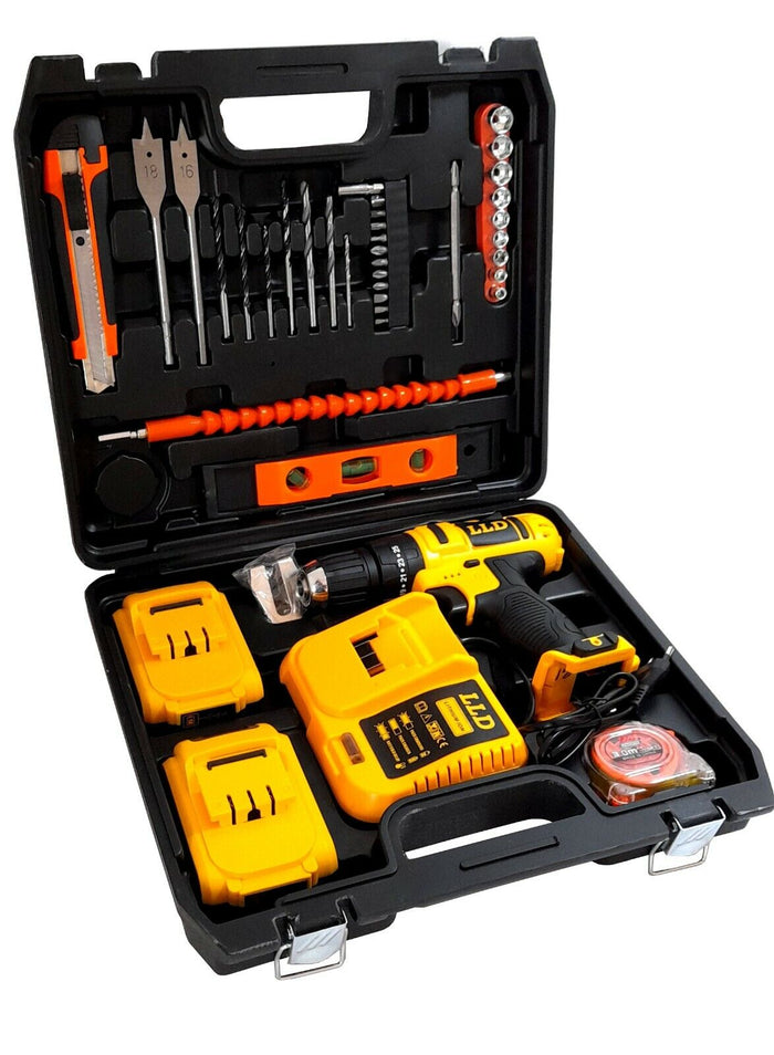 Trapano avvitatore a percussione doppia batteria litio 24V valigia 16 accessori