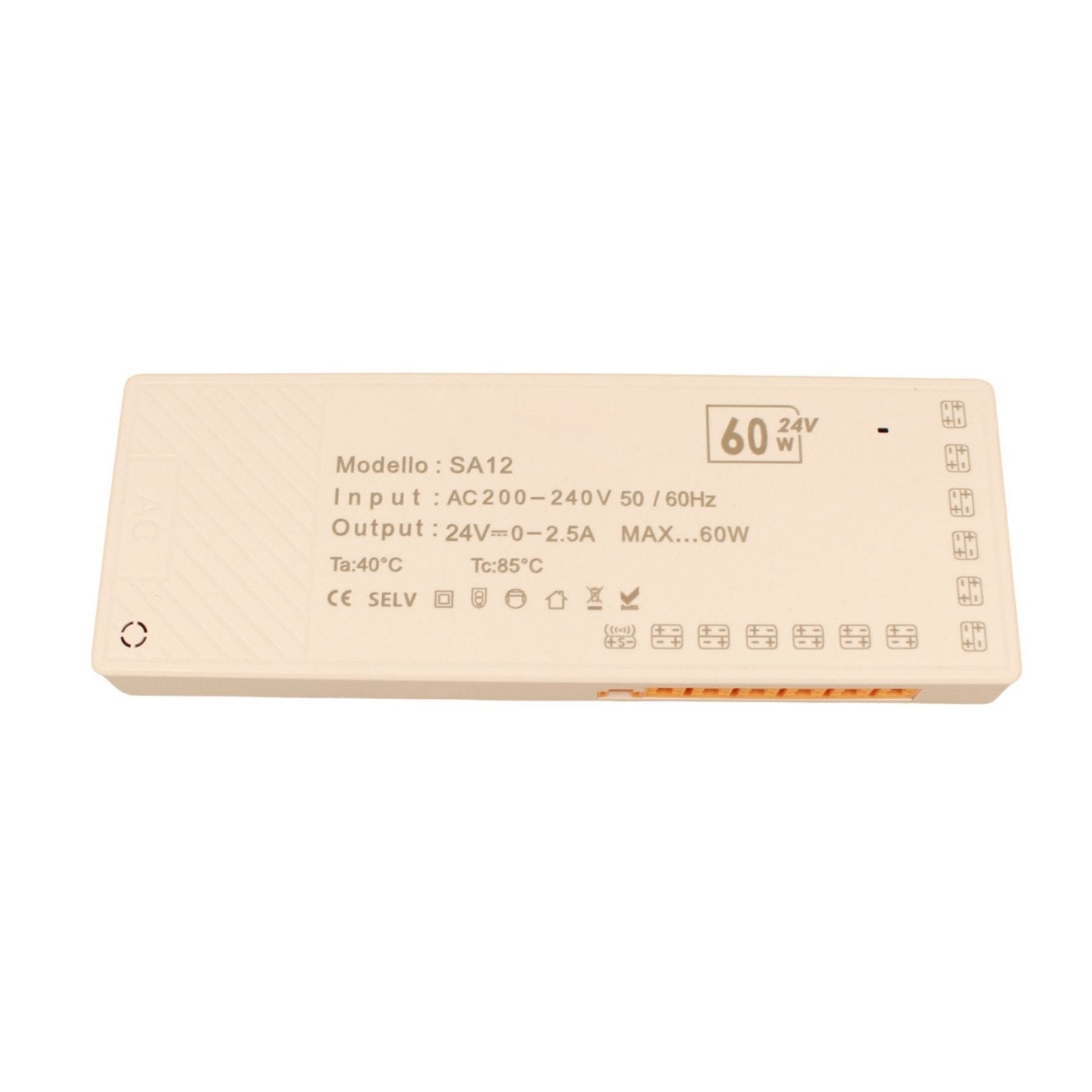 Trasformatore Alimentatore Led Driver Mobile 24V 60W, Con 12 Uscite Senza Polarità, Per Luce Led Da Guardaroba Armadio, 167X60X16mm, Cavo Alimentazione Con Spina EU Incluso