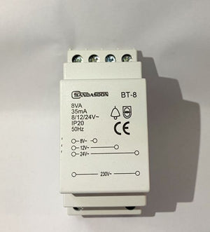 Trasformatore Alimentatore Suoneria Serratura 220V a 8/12/24V AC 8VA SD-BT8