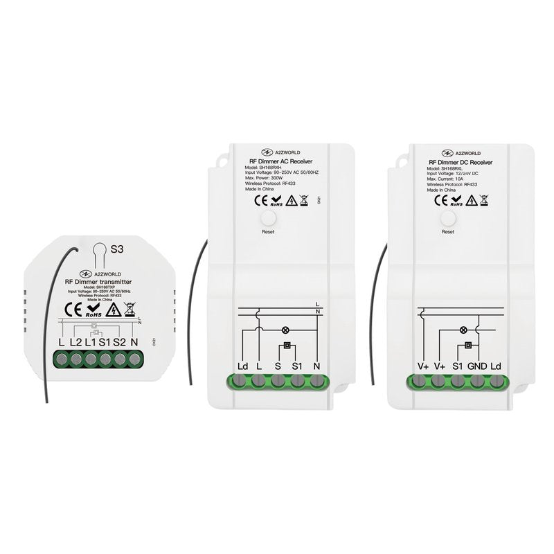 Trasmettitore RF Con Funzione di Dimmer Per Pulsante NO Compatibile Con Tutte Serie Civile