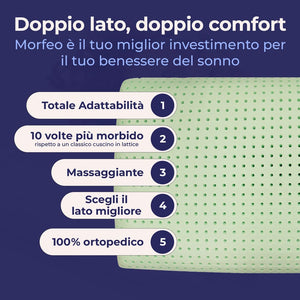 Cuscino in memory foam Anti-Insonnia Aromaterapico con Aloe Rinfrescante - Morfeo - 72x42x52cm