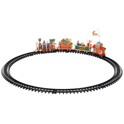 The Starlight Express - Trenino Villaggio Natalizio a Batteria con Binario e Renna in Movimento