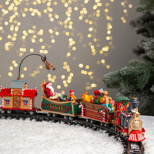 The Starlight Express - Trenino Villaggio Natalizio a Batteria con Binario e Renna in Movimento