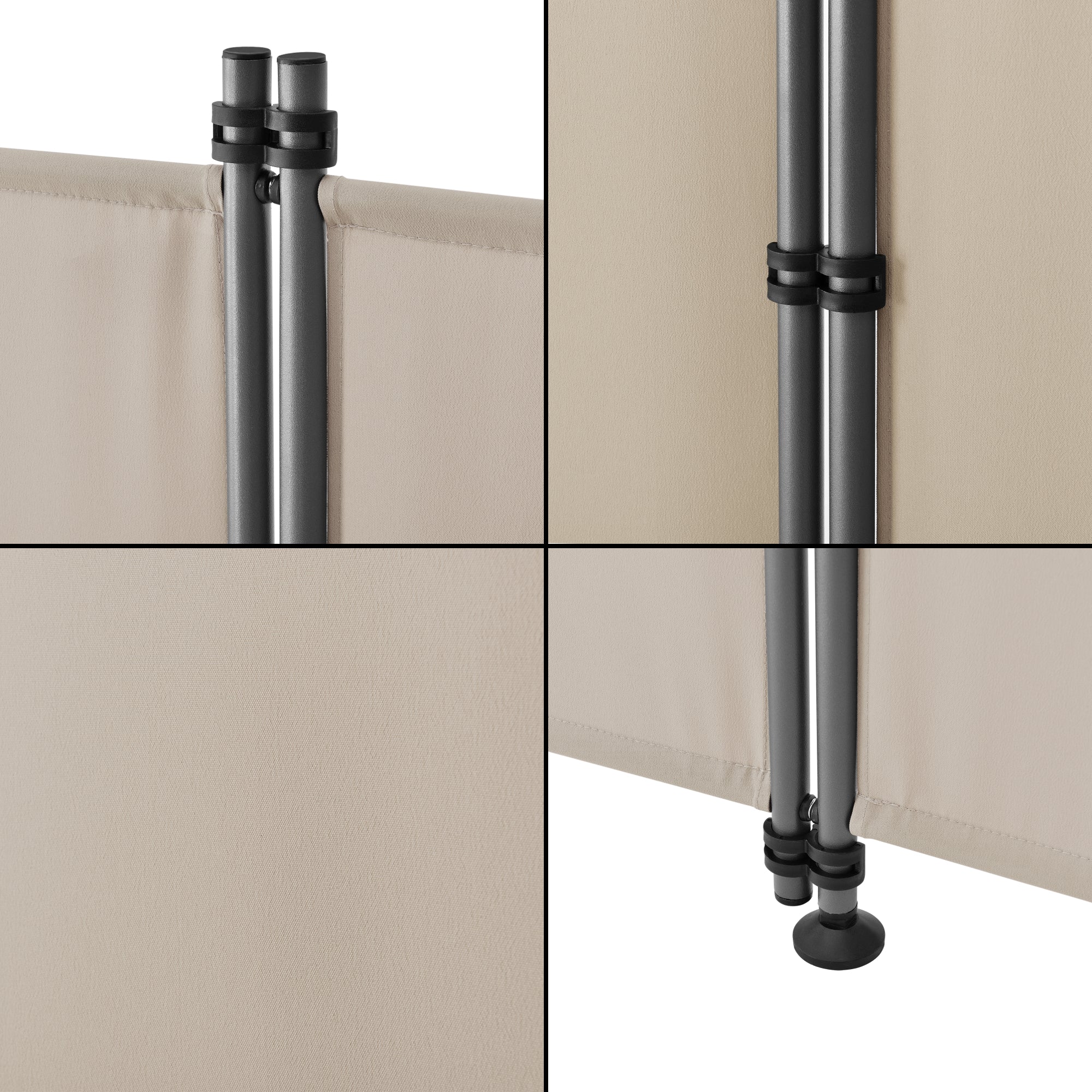 Paravento Modica a 4 Pannelli Parete Divisorio con Struttura Pieghevole (AxL) 170x215 cm - Color Sabbia pro.tec