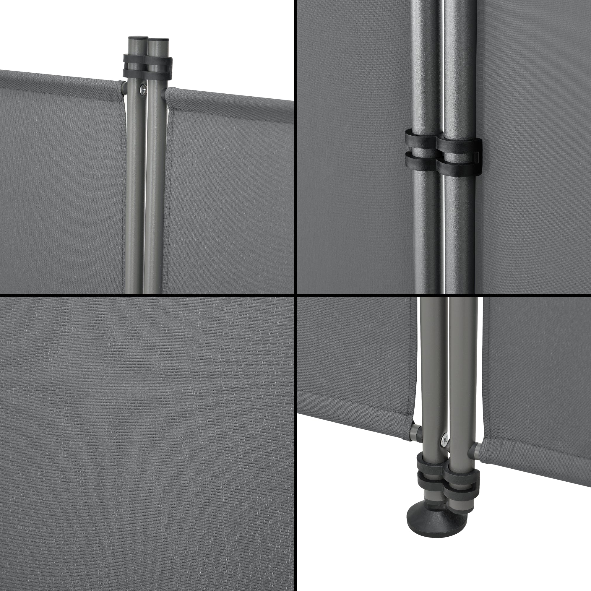 Paravento Modica a 4 Pannelli Parete Divisorio con Struttura Pieghevole (AxL) 170x215 cm - Grigio Medio pro.tec