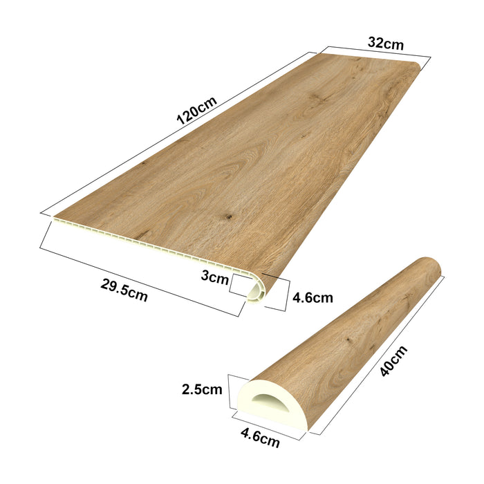 Set di 4 Profili Bunschoten Coprigradini Arrotondati in PVC 120 x 32 x 4,6 cm Effettto Rovere NEU.HOLZ