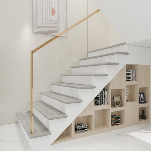 Set di 6 Profili Bunschoten Coprigradini Arrotondati in PVC 120 x 32 x 4,6 cm Effettto Rovere Grigio NEU.HOLZ