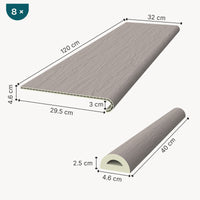 Set di 8 Profili Bunschoten Coprigradini Arrotondati in PVC 120 x 32 x 4,6 cm Ash Grey NEU.HOLZ